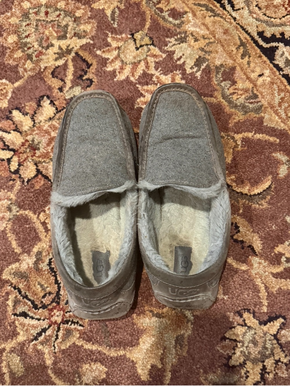 UGG Men’s Light Gray Suede Moccasin Slippers
